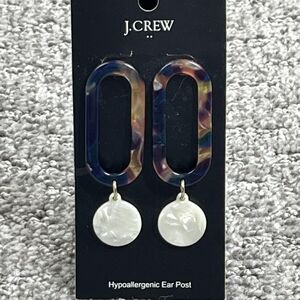 J Crew Earrings Multicolor Tortoise Shell Resin Dangle Drop Disc Women Jewelry